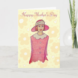 Carte Une femme en Casquette rose Fête des mères