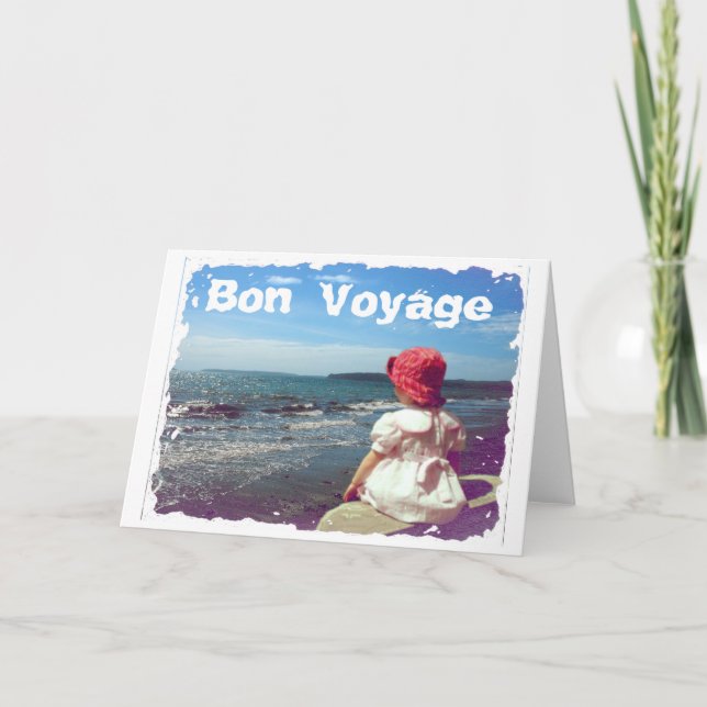 Carte Une fille au bord de la mer Bon Voyage Card (Devant)