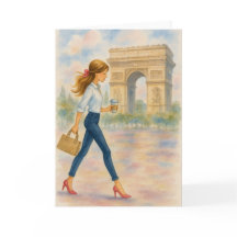 Une fille et la scène de l'Arc de Triomphe Paris