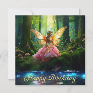 Carte Une forêt de bois féerique magique Joyeux Annivers