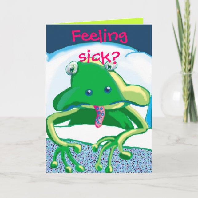 Carte une grenouille triste malade, un sentiment de mala (Devant)