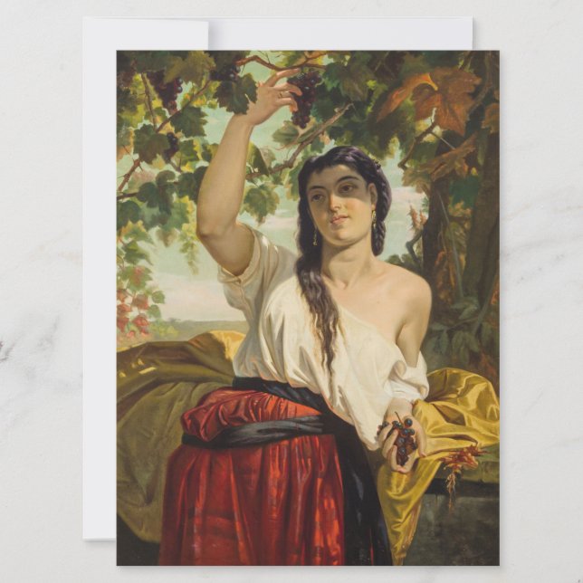 Carte Une Italienne Prélevant Des Raisins (Récolte D'Été (Devant)
