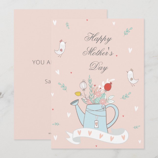 Carte Une jolie arrosage rousse peut fleur la fête des m (Devant / Derrière)