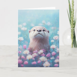 Carte Une loutre jette un coup d'œil à travers un champ 