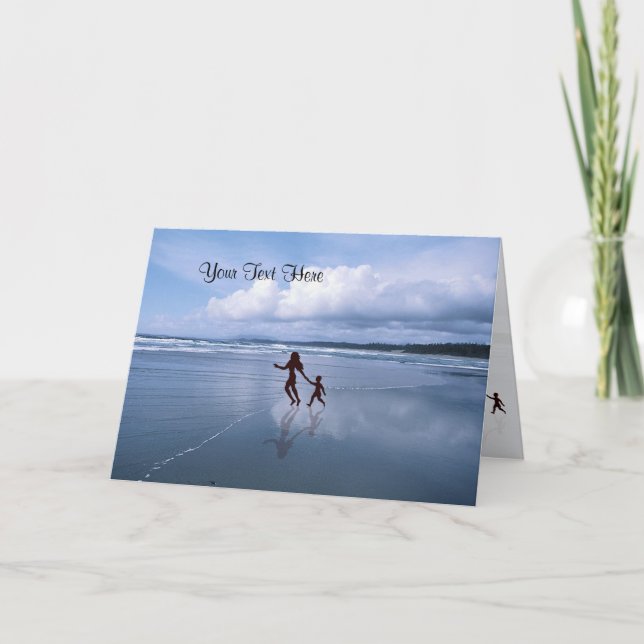 Carte Une magnifique Silhouette de Mère & Fils à la Plag (Devant)
