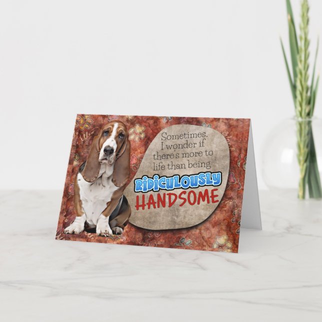 Carte Une pensée hilarante de votre Basset Hound Anniver (Devant)