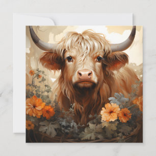 Carte Une série Florale Highland Cow Design 2