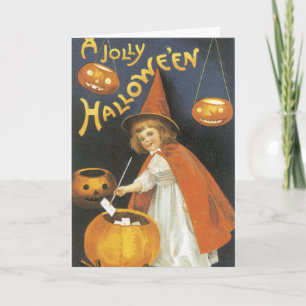 Carte Une sorcière d'Halloween Jolly, Vintage