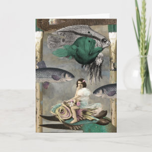 Carte Une terre complètement des poissons, collage de