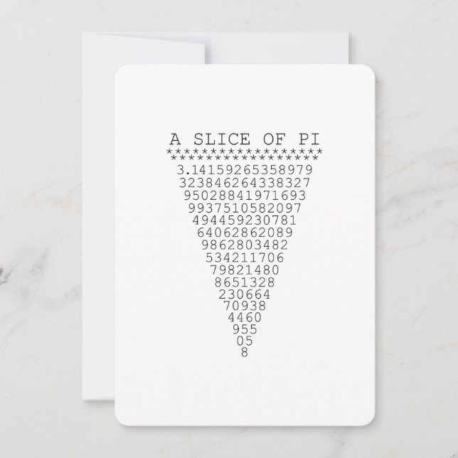Carte Une tranche de numéros Pi (Devant)