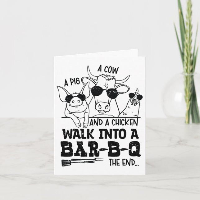 Carte Une Vache Un Cochon Et Un Poulet Marcher Dans Un B (Devant)