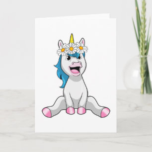 Carte Unicorn avec Flowers Daisy