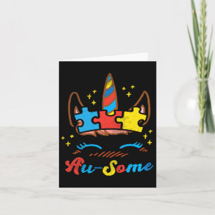 Carte Unicorn Face Puzzle Sensibilisation sur l'autisme 