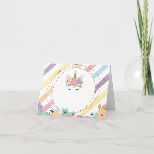 Carte Unicorn Food Tentes Étiquette fête d'anniversaire (Devant)