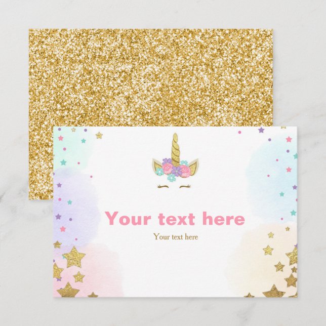Carte Unicorn Insertion Anniversaire douche Pink G (Devant / Derrière)