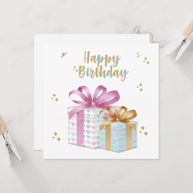 Carte Unicorn Joyeux anniversaire (Devant/Arrière en situation)