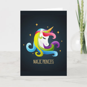 Carte Unicorn Magic Princesse colorée