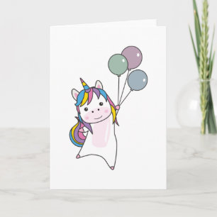 Carte Unicorn Mouches Avec Ballons Au-Dessus De Mignonne