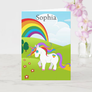 Carte Unicorn Young Girls Birthday Personnaliser le nom 
