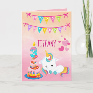Carte Unicorne 3e anniversaire
