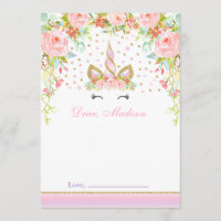 Unicorne Anniversaire heure Capsule Note Card Gues