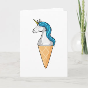 Carte Unicorne avec crème glacée gaufre