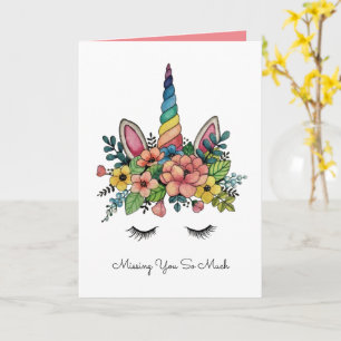 Carte Unicorne Lashes Avec Rainbow Horn