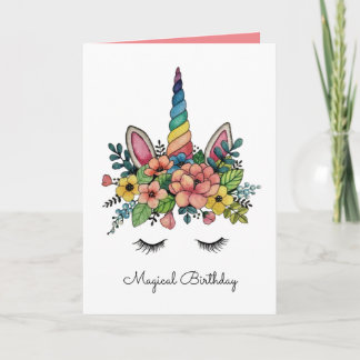 Carte Unicorne Lashes Avec Rainbow Horn