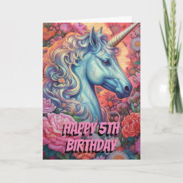 Carte Unicorne magique 5e anniversaire plié