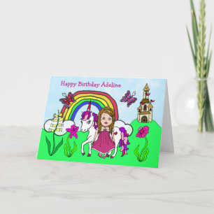 Carte Unicorne personnalisée et princesse Anniversaire