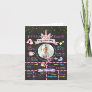 Carte Unicorne personnalisée Premier anniversaire