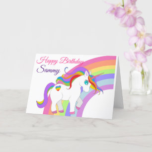 Carte Unicorne pour l'anniversaire de la petite fille Pe