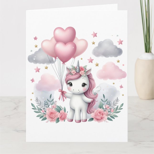 Carte Unicorne rose (Devant)