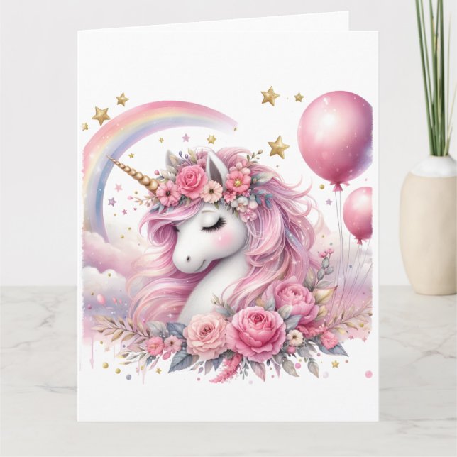 Carte Unicorne rose (Devant)