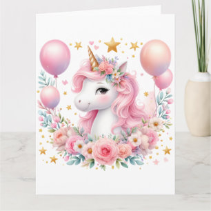 Carte Unicorne rose