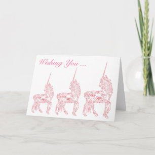 Carte Unicorne rose magique Personnalisé Anniversaire
