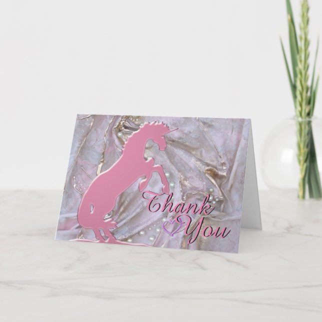 Carte Unicorne rose (texturé) (Devant)
