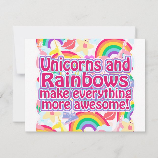 Carte Unicornes et Rainbows (Devant)