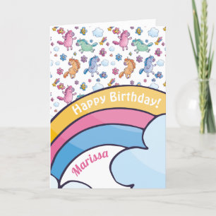 Carte Unicornes lunaires et jolies fleurs brillantes