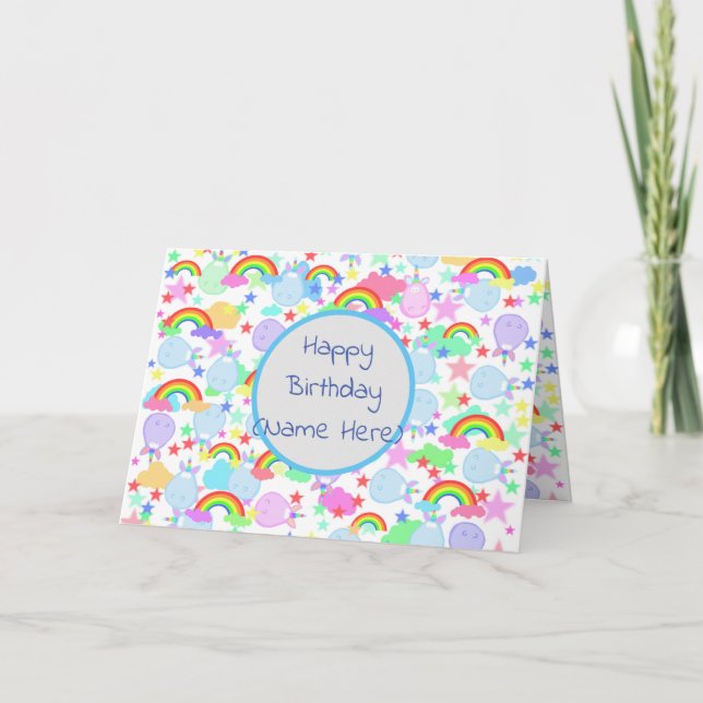 Carte Unicorns Et Rainbows Anniversaire Personnalisé (Devant)