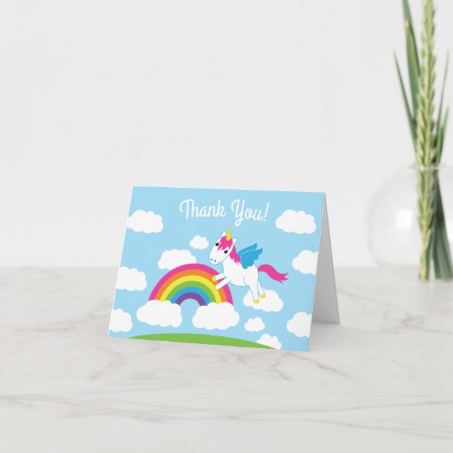 Carte Unicorns & Rainbows Mignonne 1er anniversaire Thèm (Devant)