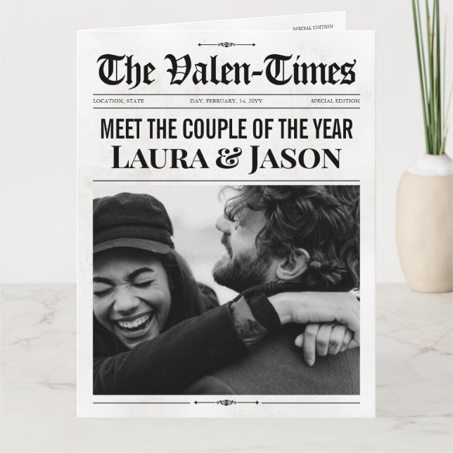 Carte unique Valentines Day, Couples Newspaper Cad (Devant)