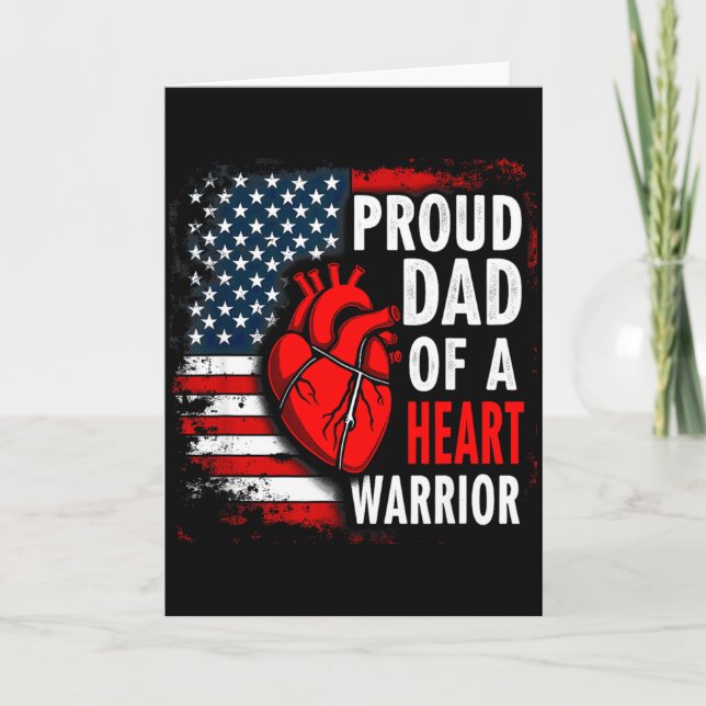 Carte Us Flag Chd Awareness Proud Dad Of A Heart Warrior (Devant)