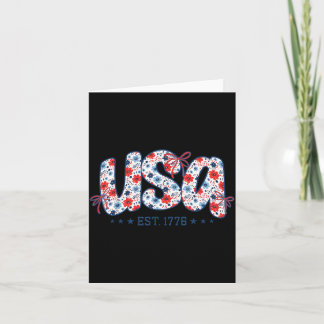 Carte USA Est 1776 Coquette Noeud 4 juillet USA Floral