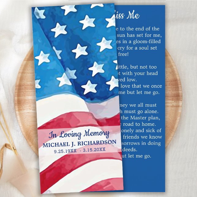 Carte USA Flag Memorial Prayer Card Signet funéraire (Créateur téléchargé)