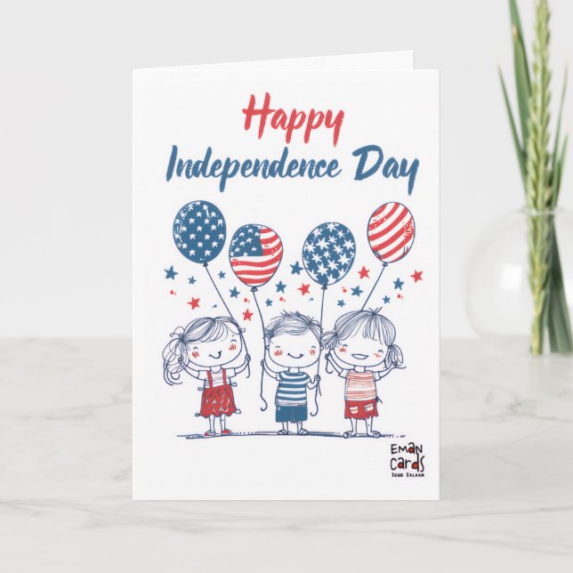 Carte USA Independence Day - Cute Kids (Devant)