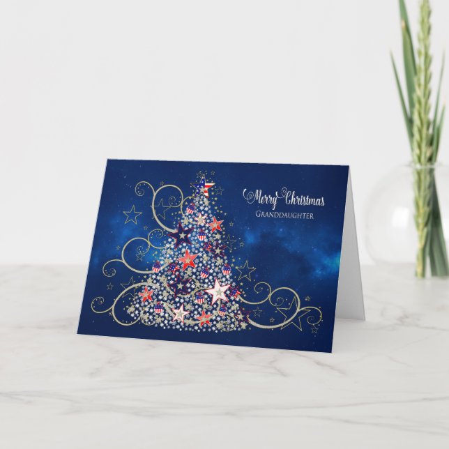 Carte USA Military Christmas Tree, GRANDDAUGHTER (Devant)