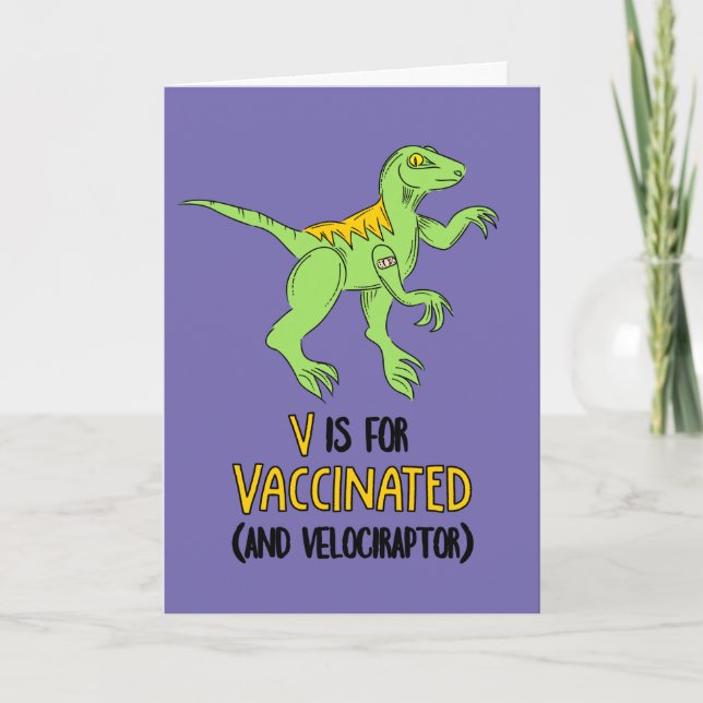 Carte V est pour Vacciné Let's Get Together Dinosaur (Devant)