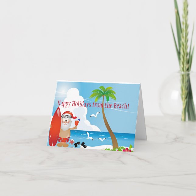 Carte Vacances à la plage avec Père Noël (Devant)