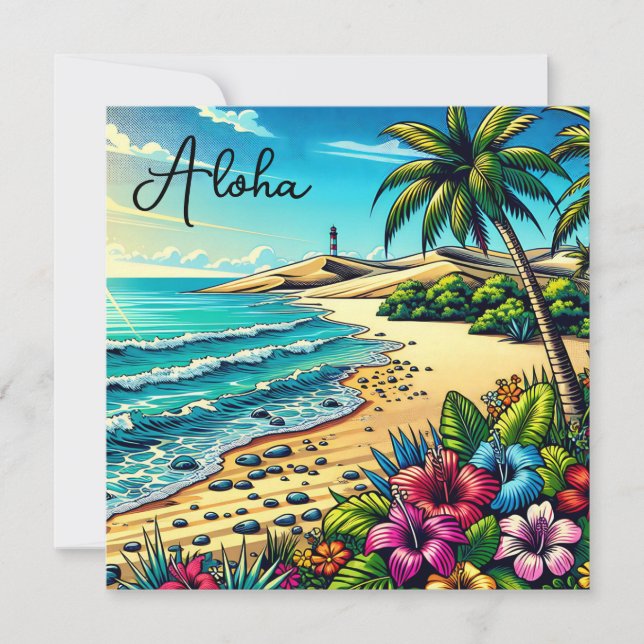 Carte Vacances Aloha Océan Tropical (Devant)
